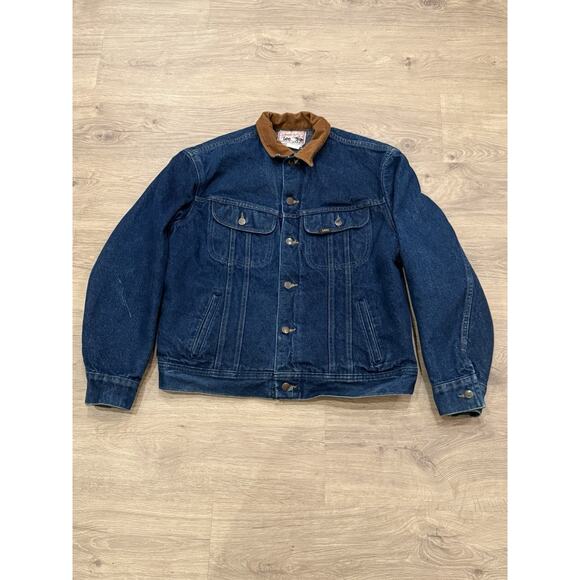 Vintage 70s 80s Lee Storm Rider Jacket Denim Corduroy Blanket Lining Union 42 R - Picture 1 of 9